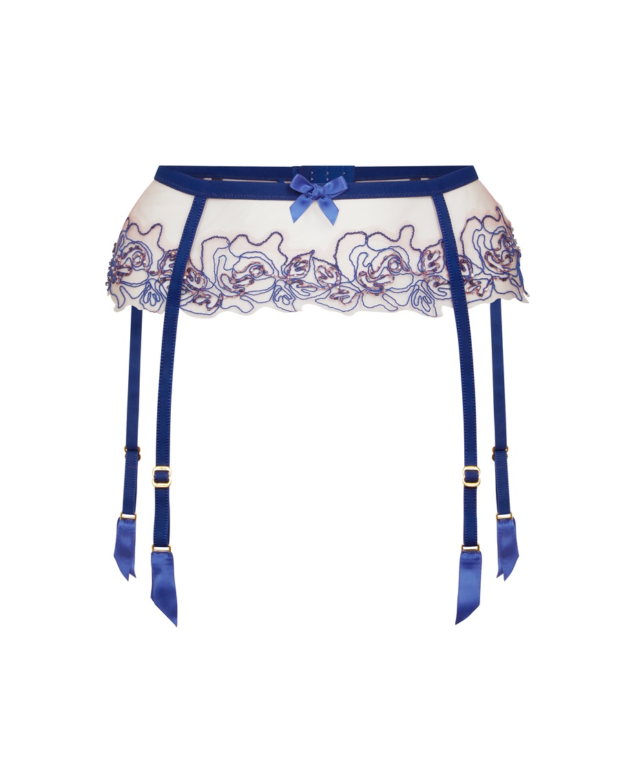 Синий пояс для чулок Lindie