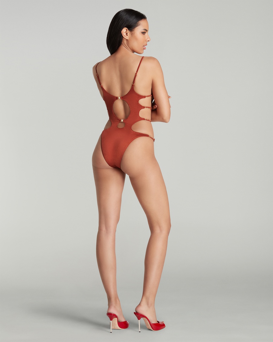 Коричневый слитный купальник Christiana