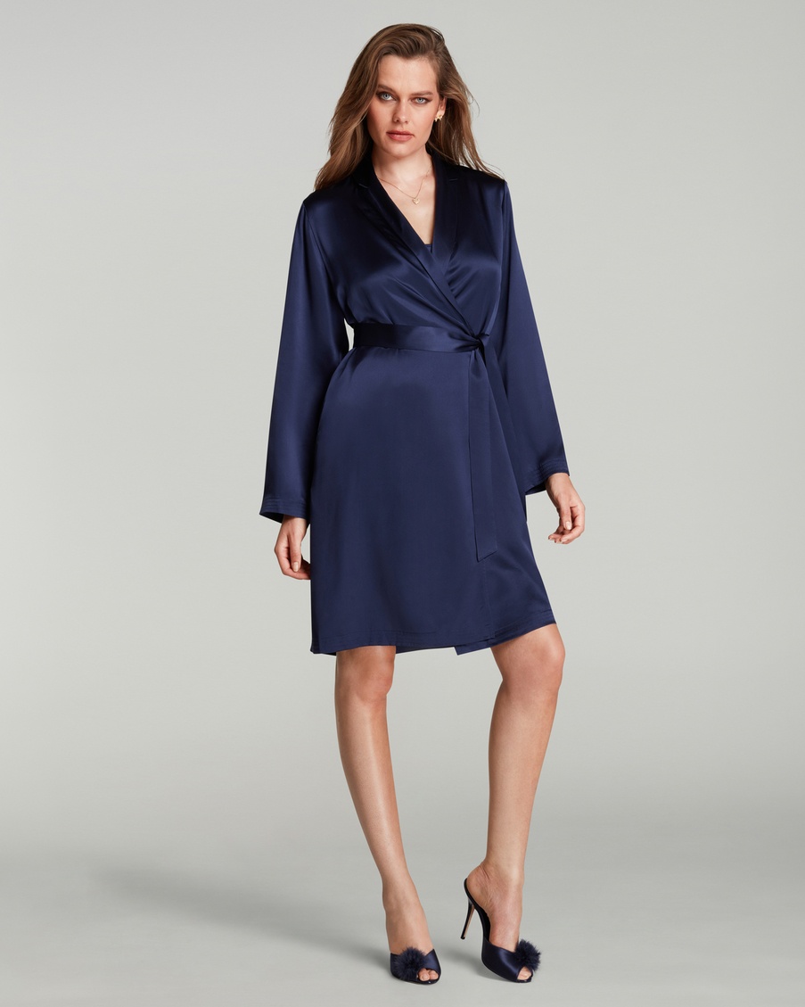 Темно-синий короткий халат Cecily
