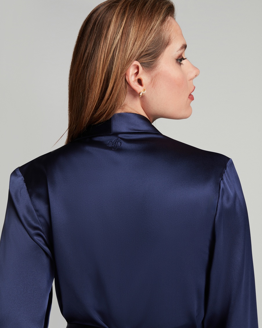 Темно-синий короткий халат Cecily