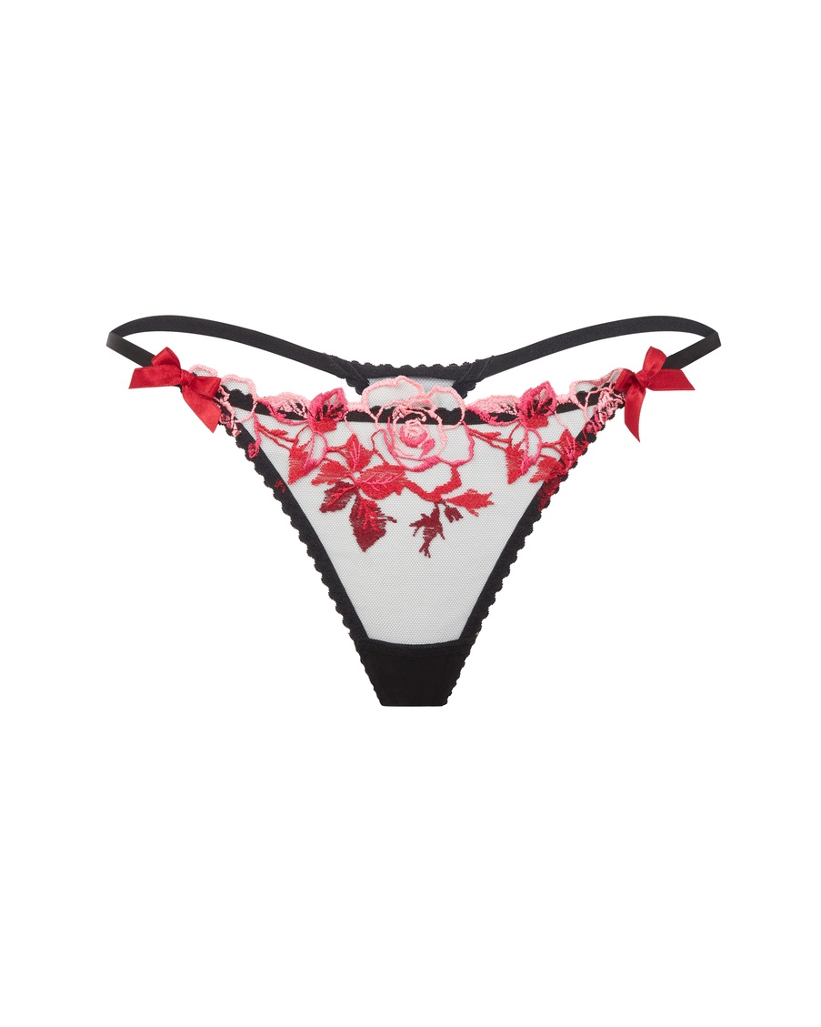 Черно-розовые трусы стринги Callypso