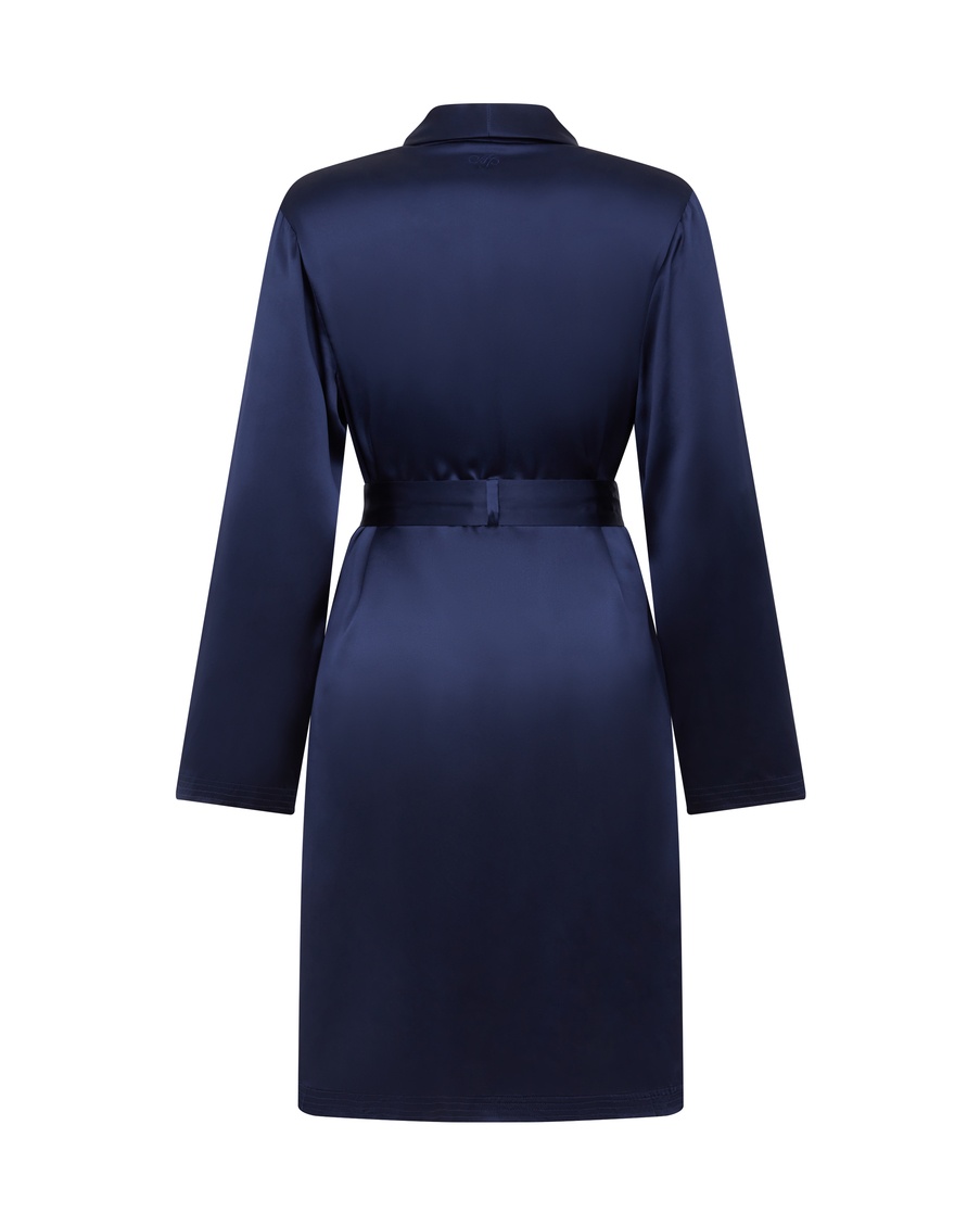 Темно-синий короткий халат Cecily