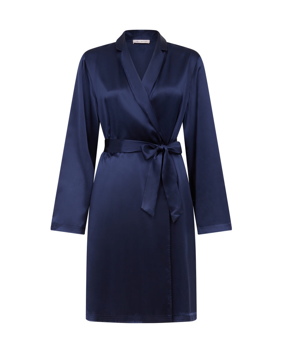 Темно-синий короткий халат Cecily