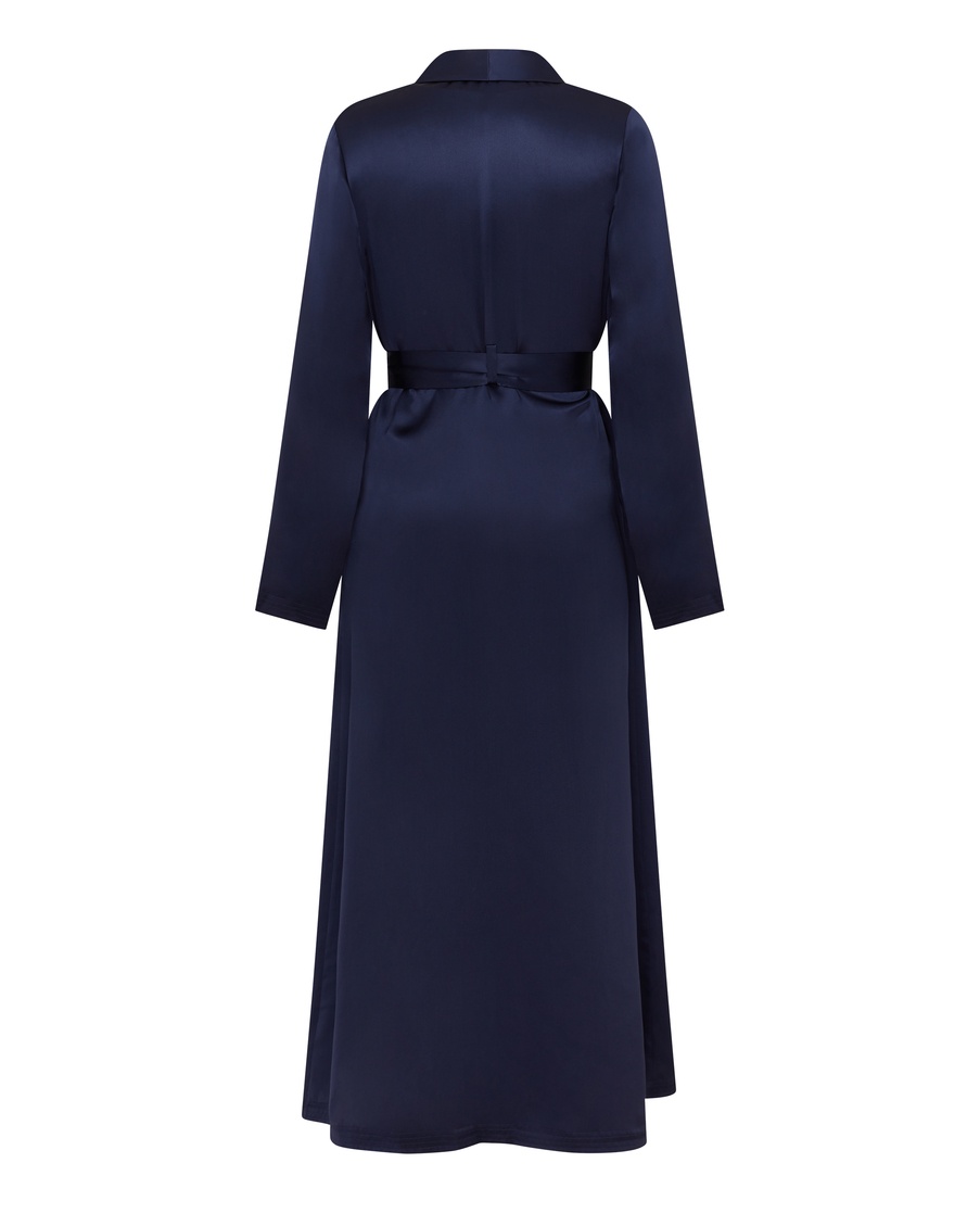 Темно-синий длинный халат Cecily