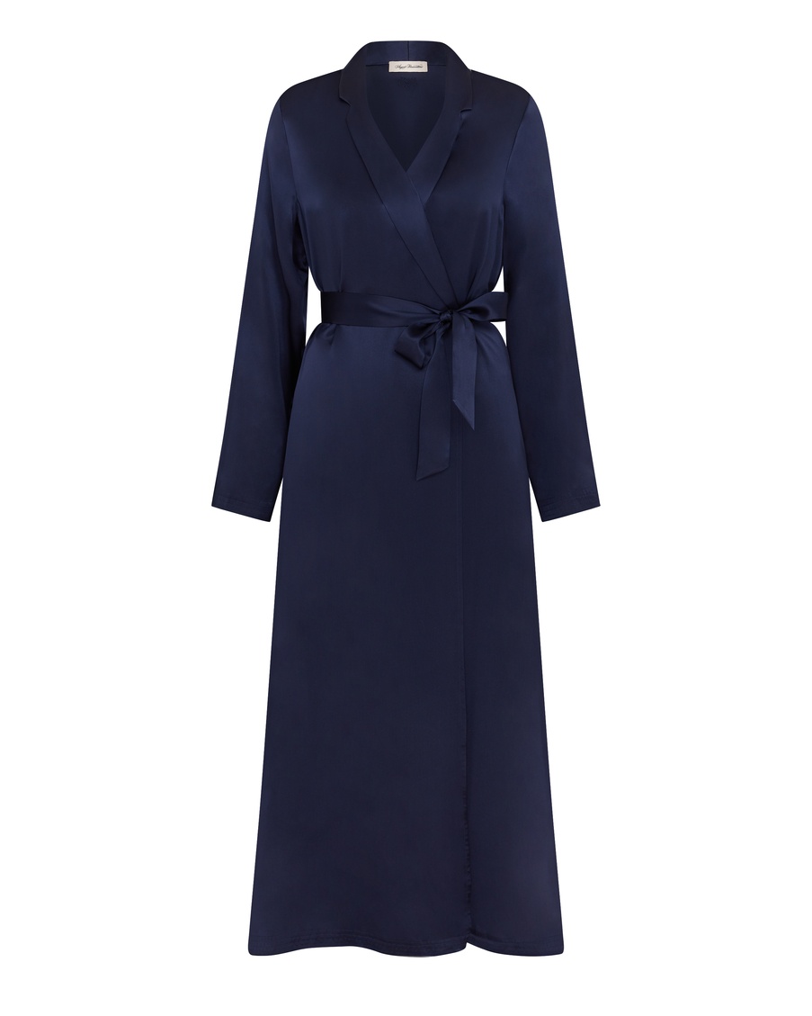Темно-синий длинный халат Cecily