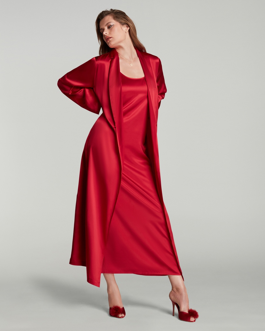 Красный длинный халат Cecily