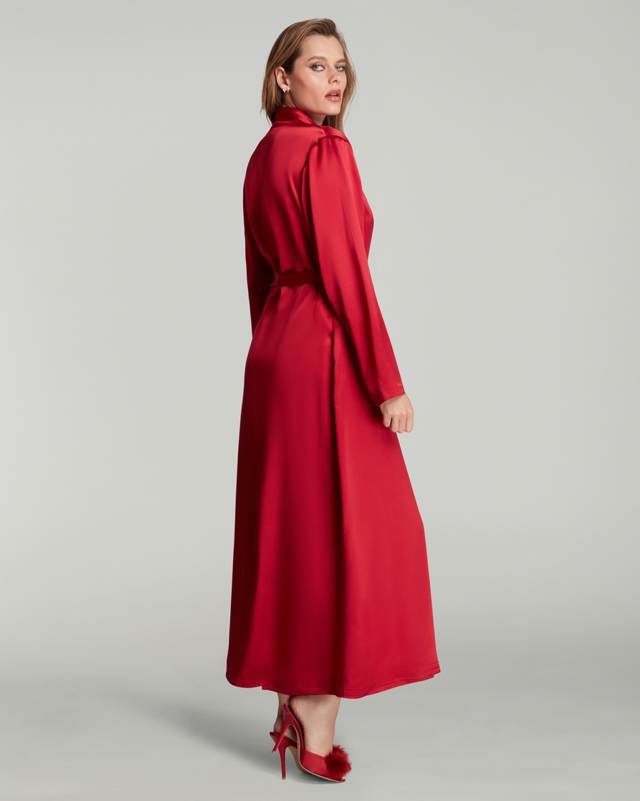 Красный длинный халат Cecily