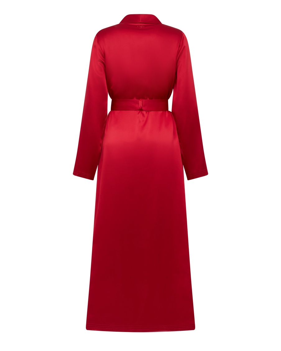 Красный длинный халат Cecily