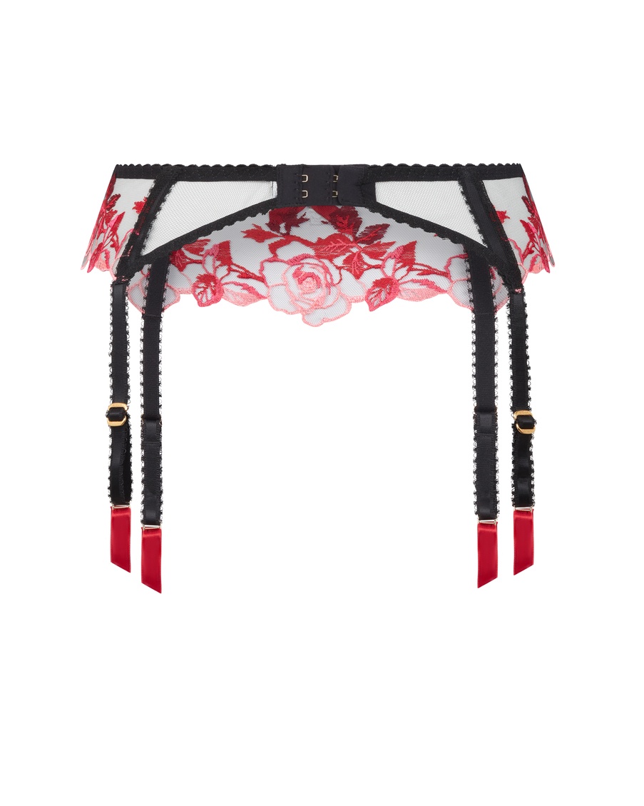 Черно-розовый пояс для чулок Callypso