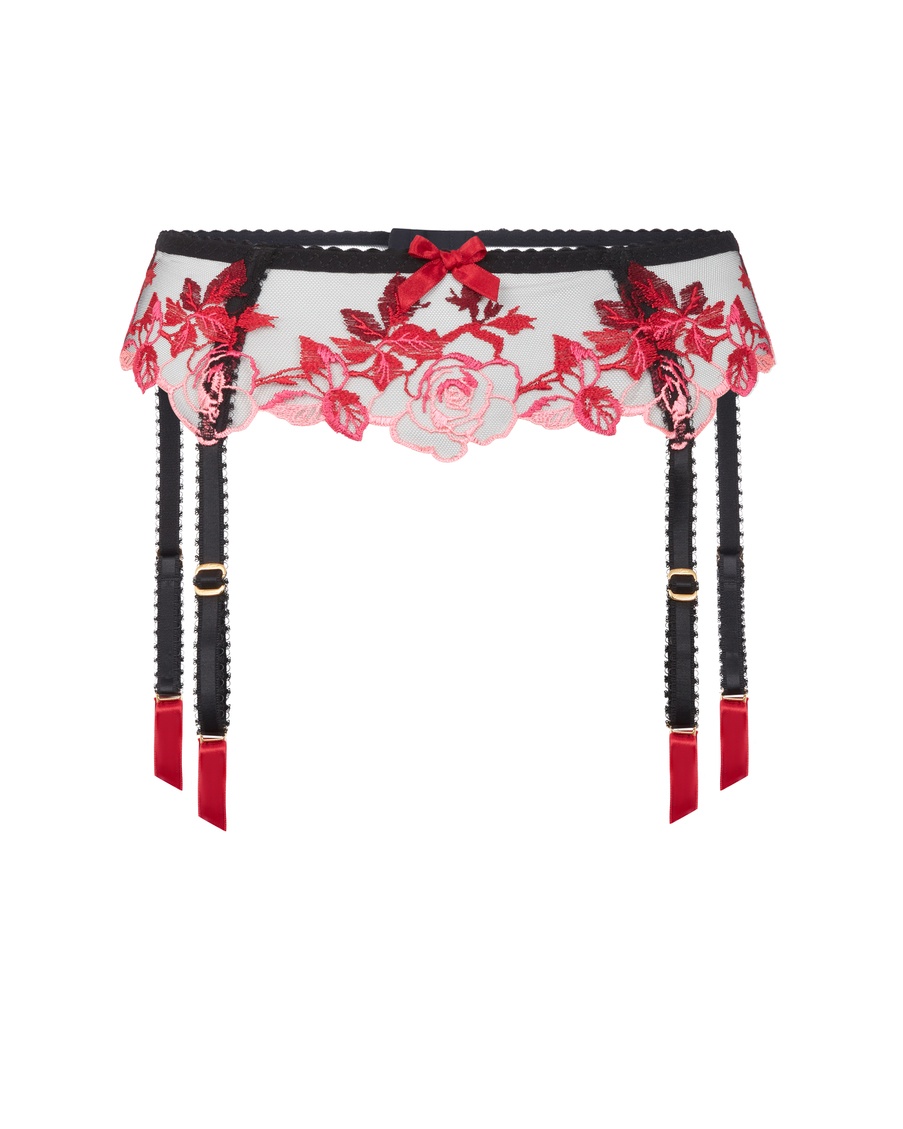Черно-розовый пояс для чулок Callypso