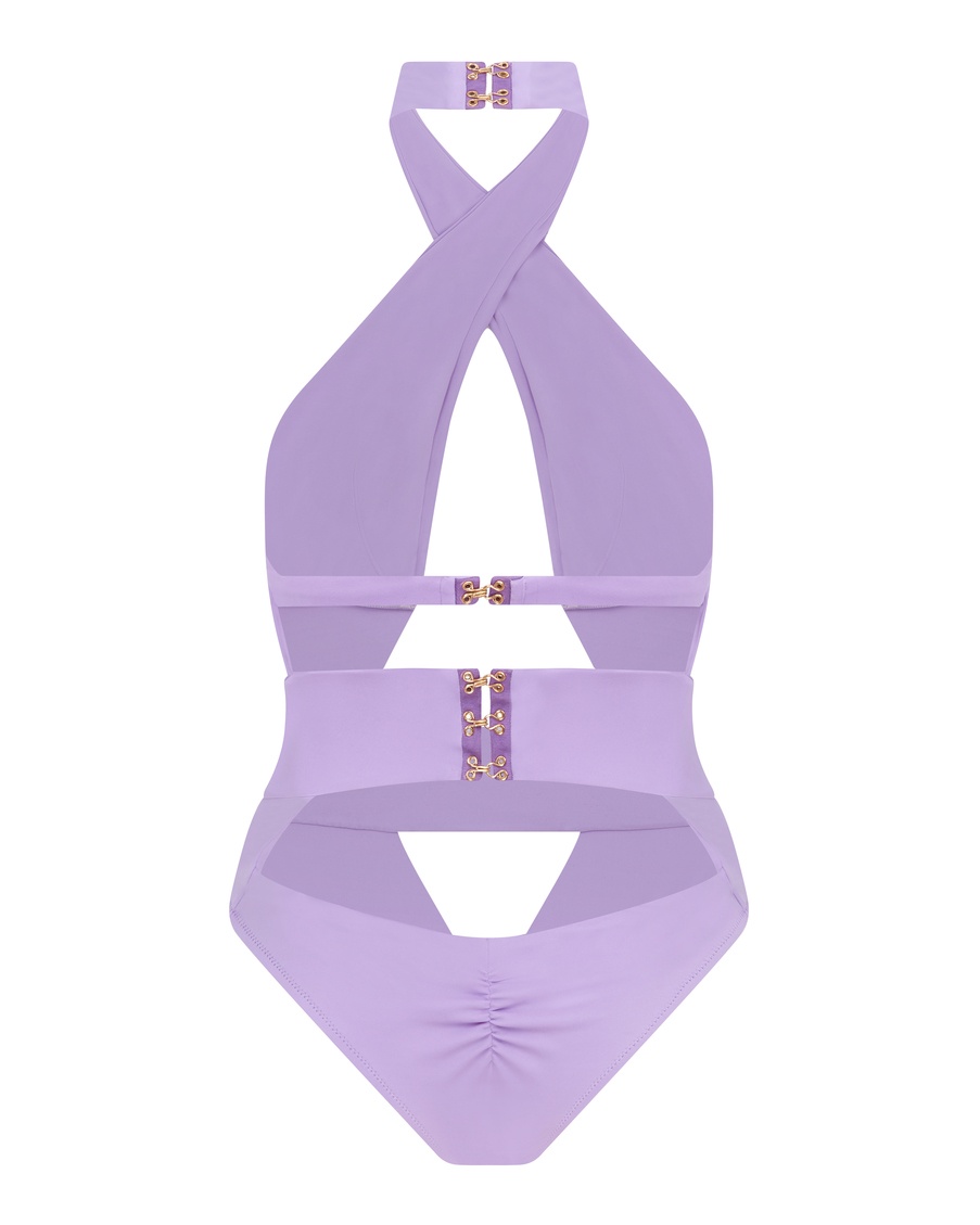 Сиреневый слитный купальник-монокини Anja