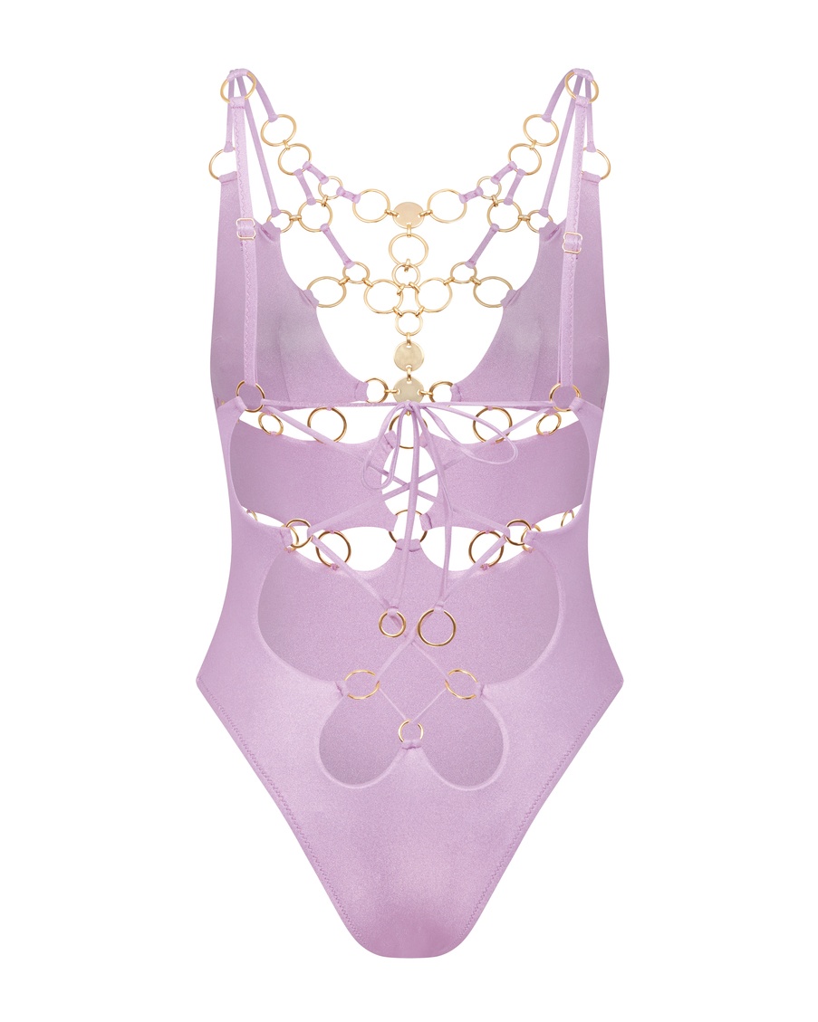 Сиреневый слитный купальник Davine