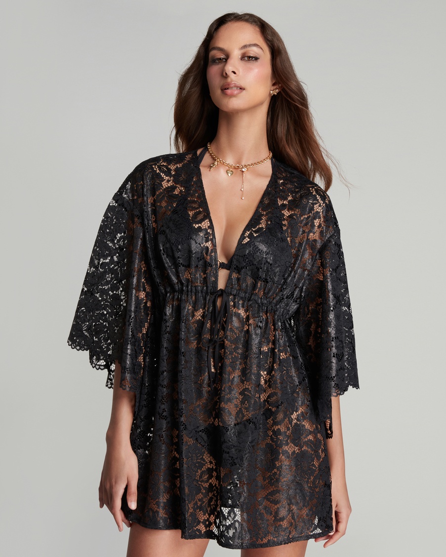 Черная пляжная накидка Trixa