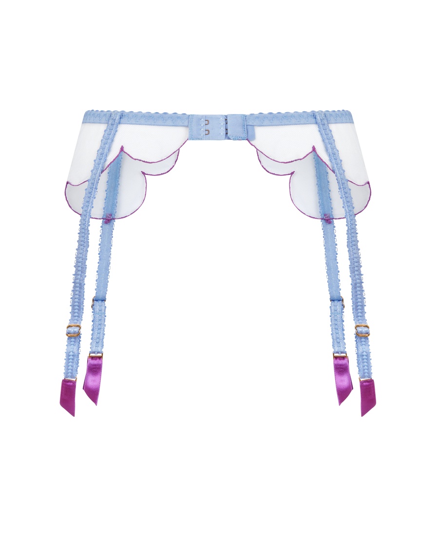 Голубой прозрачный пояс для чулок Lorna