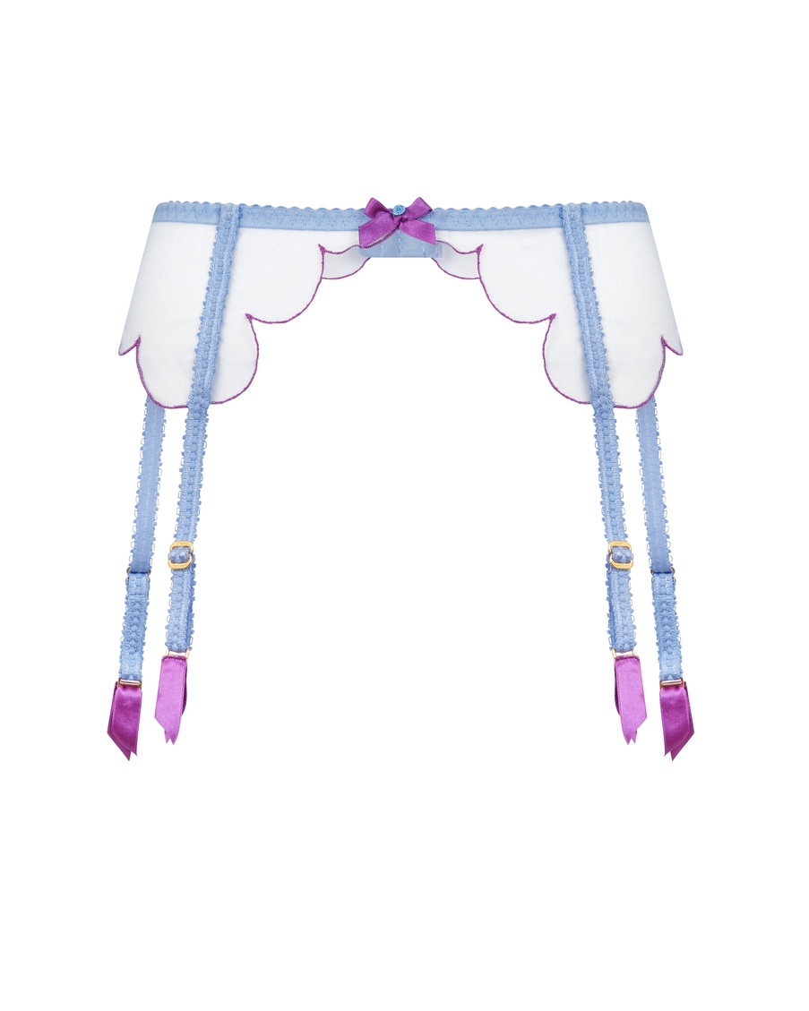 Голубой прозрачный пояс для чулок Lorna