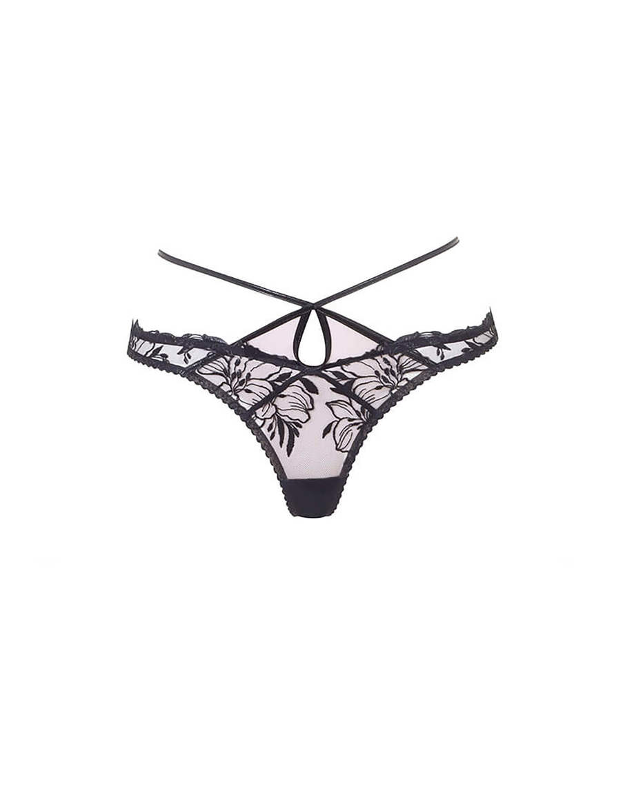 Черные прозрачные трусы стринги Ozella