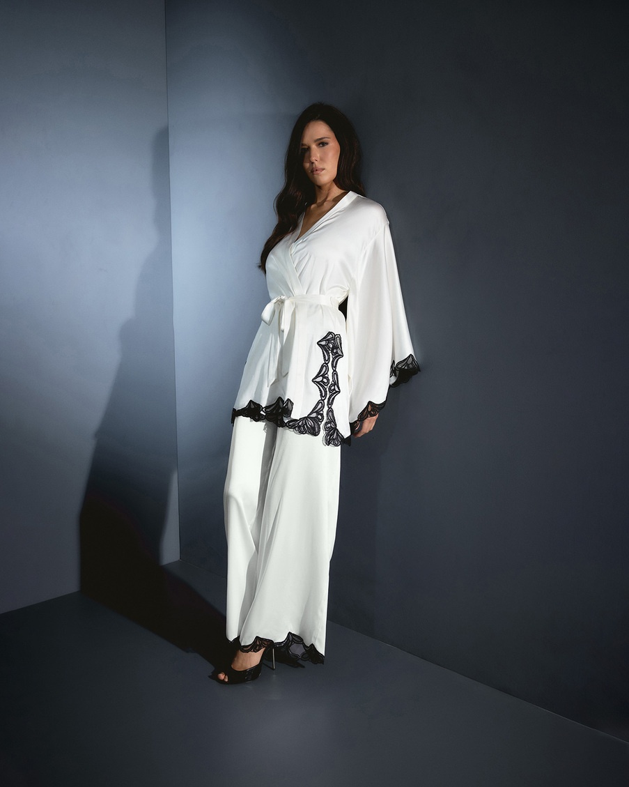 Халат-кимоно цвета слоновой кости Nelle