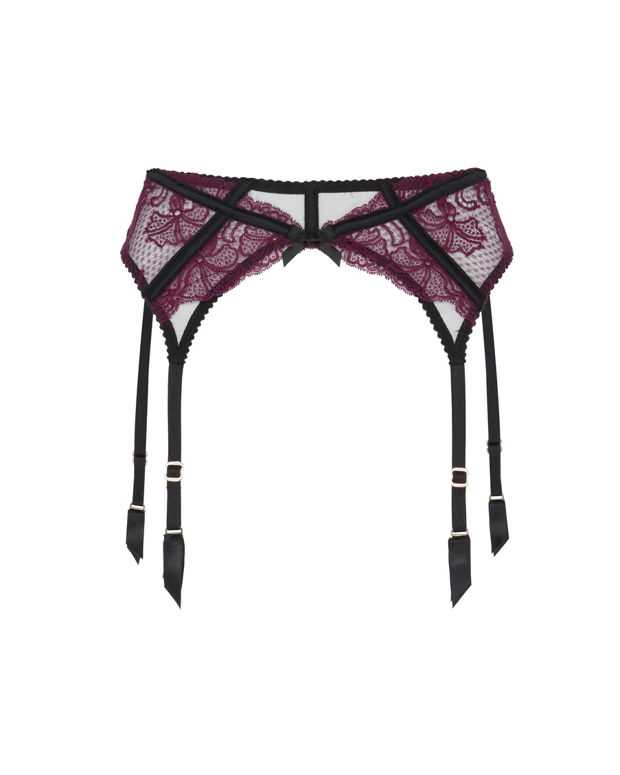 Сливово-черный пояс для чулок Rozlyn