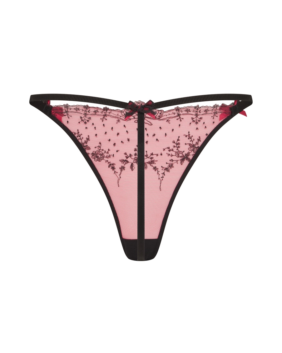 Розово-черные трусы стринги Graice