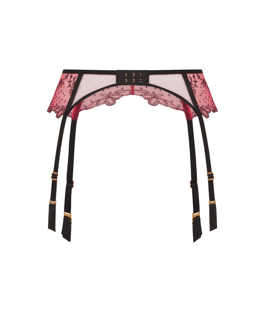 Розово-черный пояс для чулок Graice