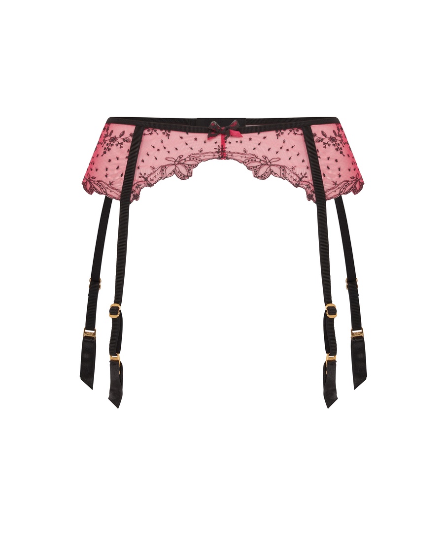 Розово-черный пояс для чулок Graice