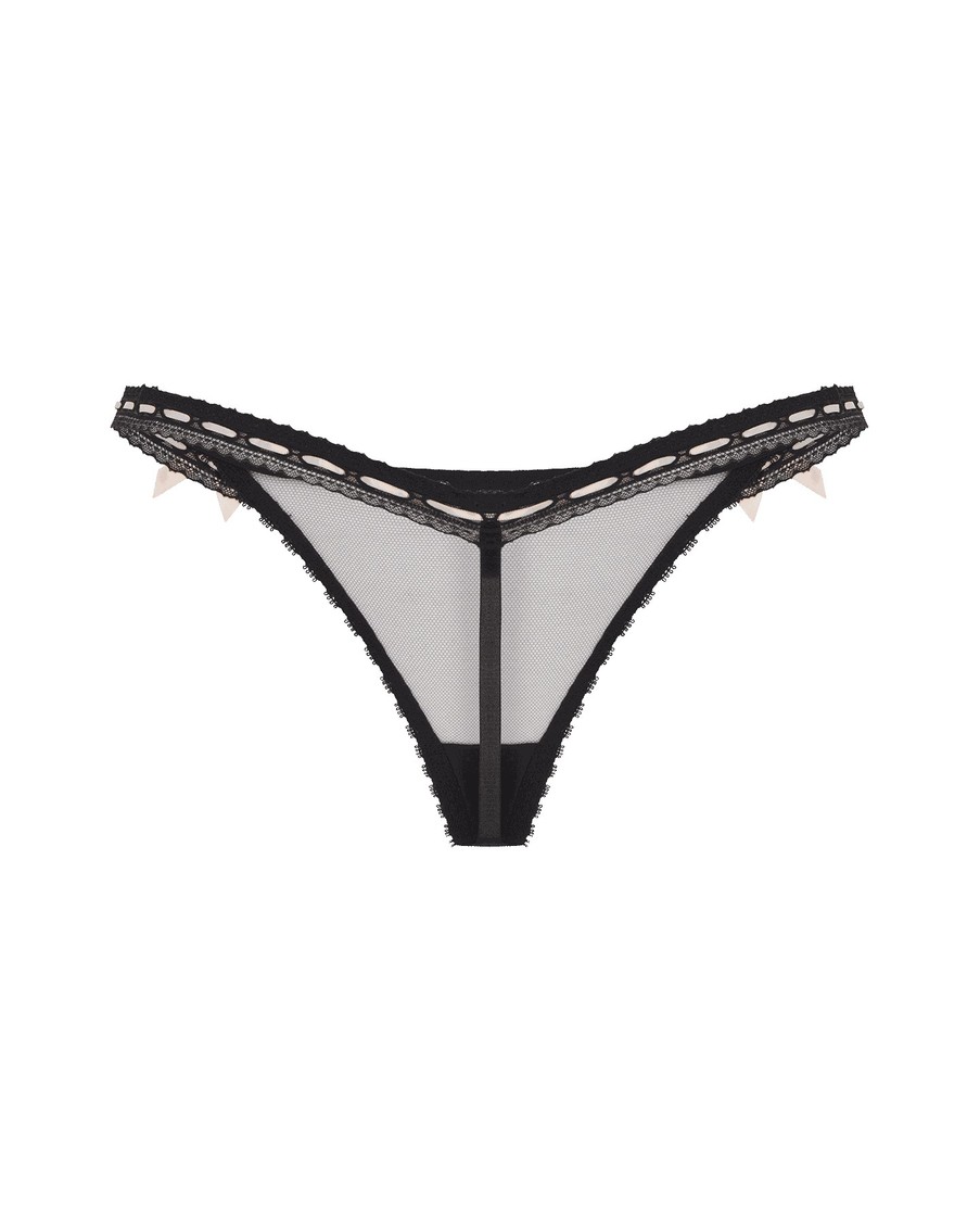 Черные прозрачные трусы стринги Claira