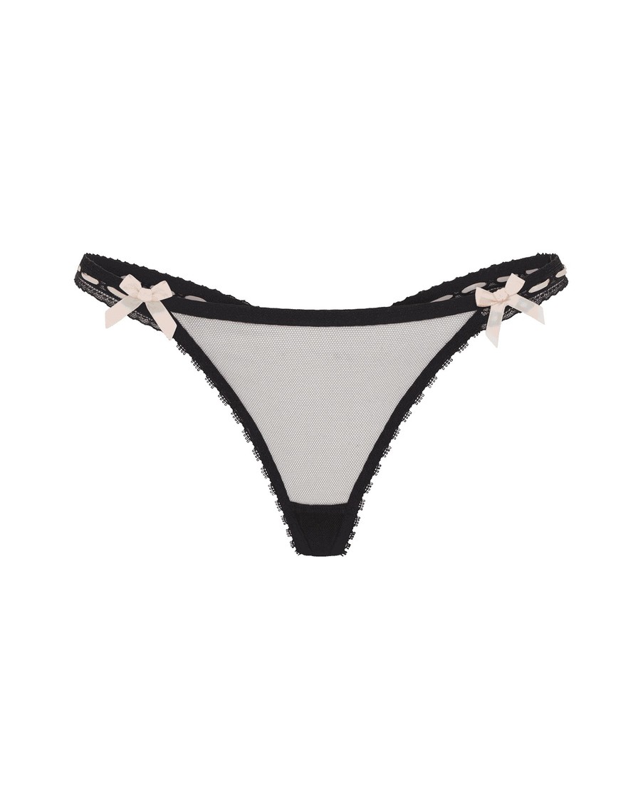 Черные прозрачные трусы стринги Claira