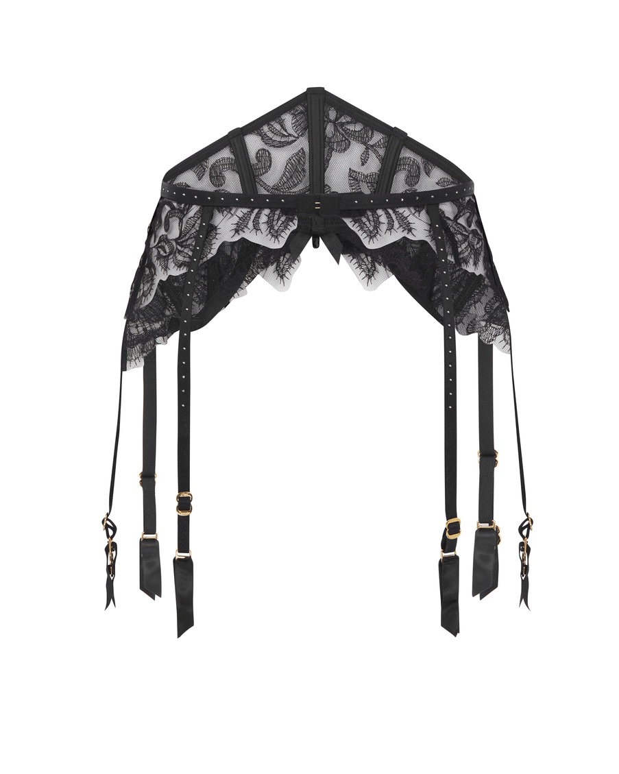 Черный пояс для чулок Krystabell