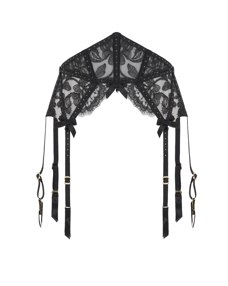 Черный пояс для чулок Krystabell