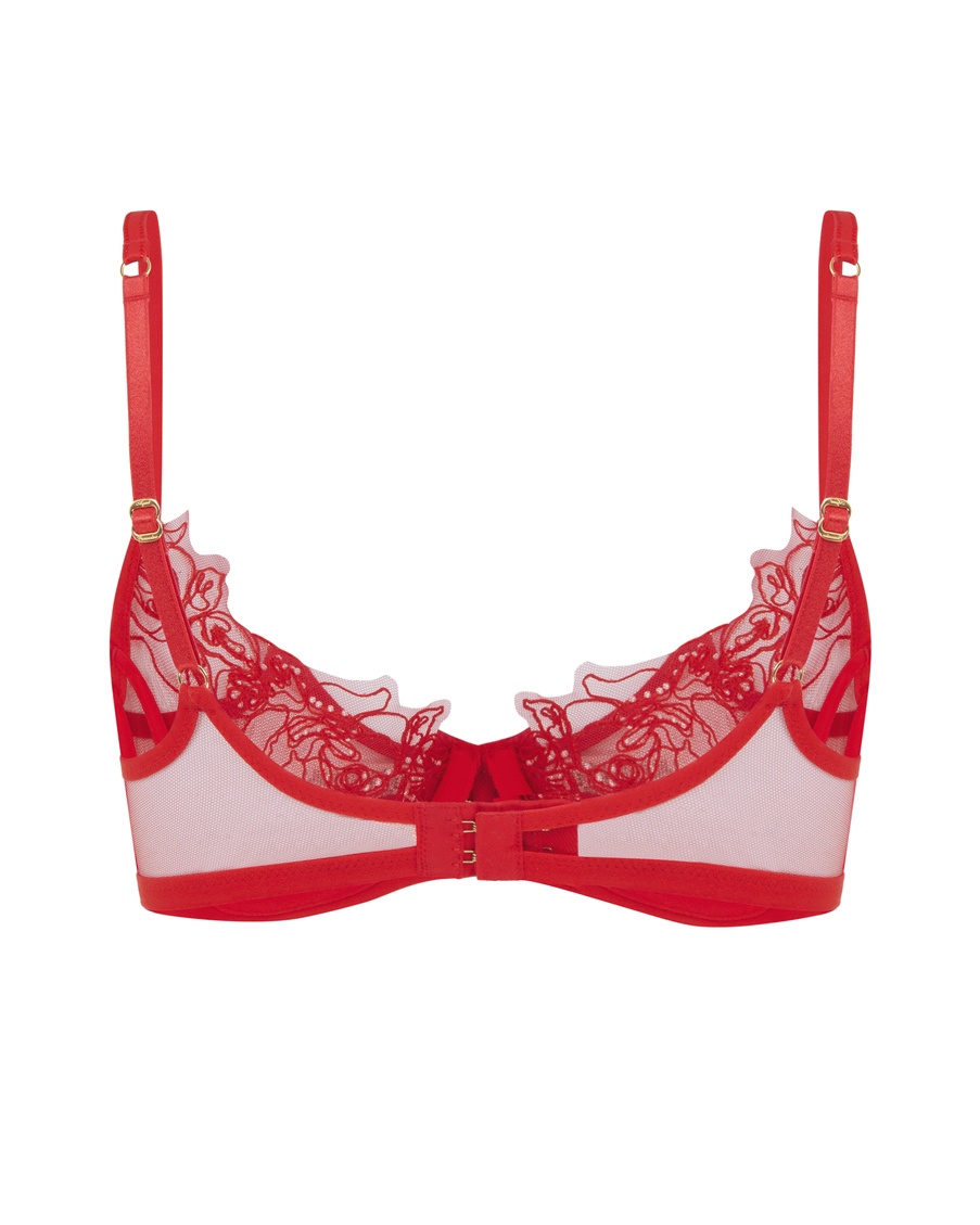 Красный прозрачный бюстгальтер с мягкой чашкой Lindie