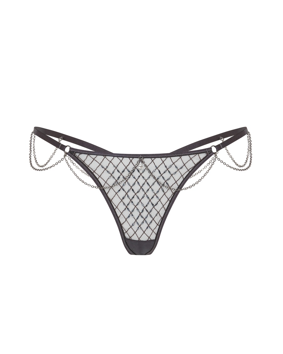 Серебристые трусы стринги Chrystelle