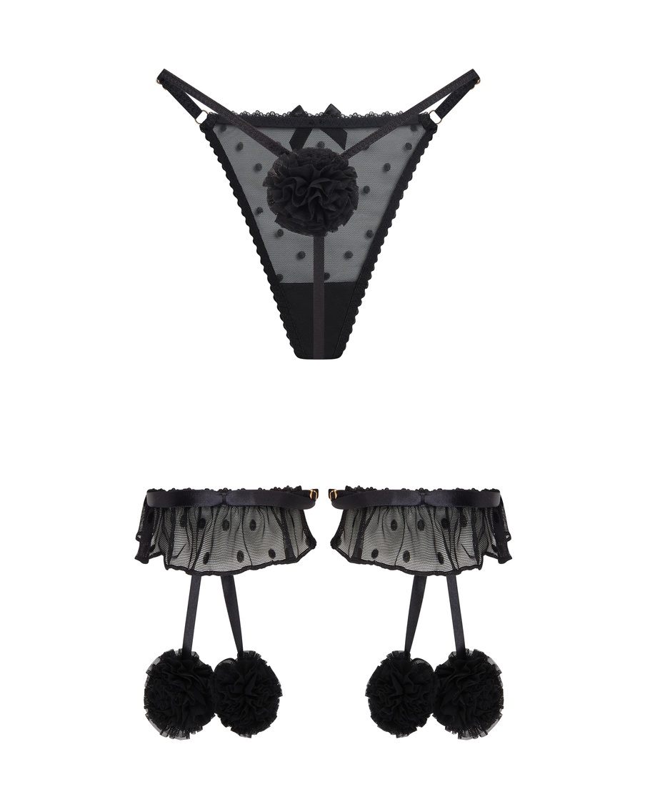 Черный комплект из трусов и подвязок Annalia