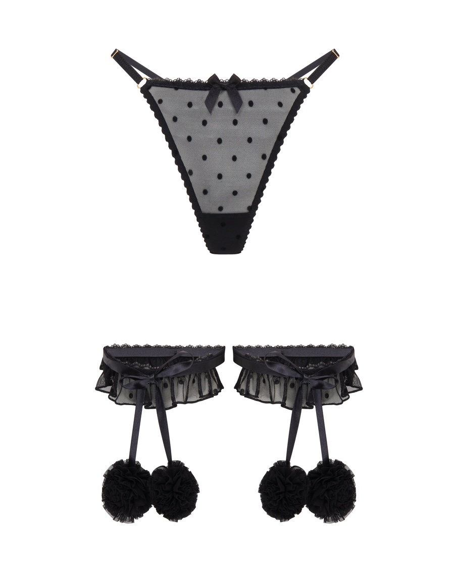 Черный комплект из трусов и подвязок Annalia