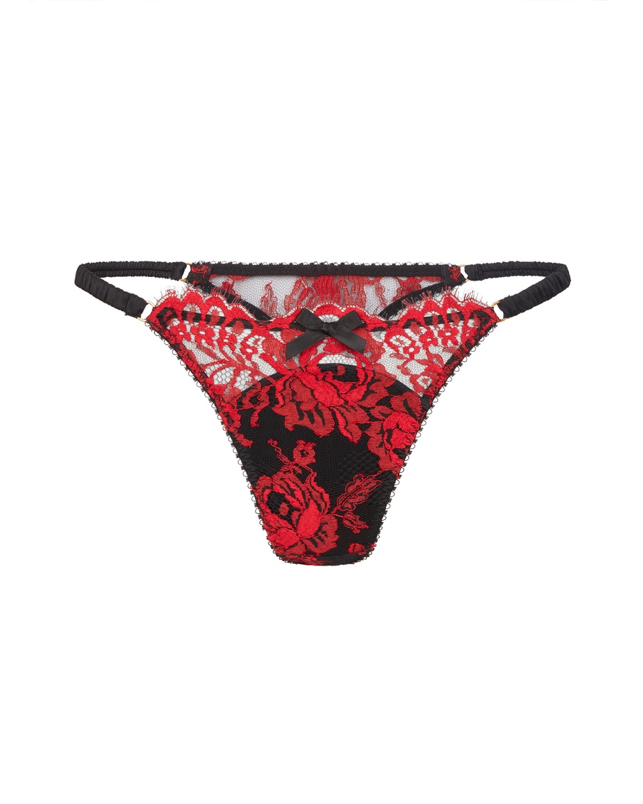 Красно-черные трусы стринги Solanna