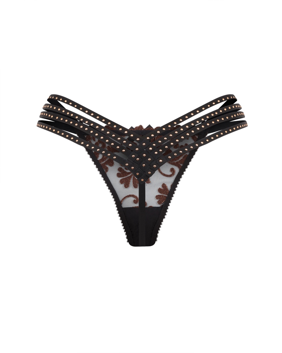 Коричневые трусы стринги Zarella