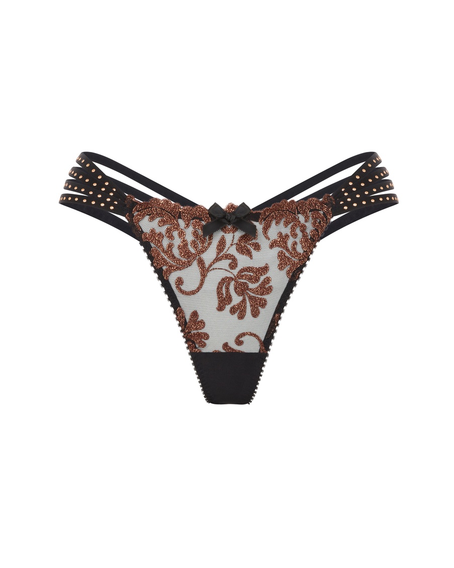 Коричневые трусы стринги Zarella