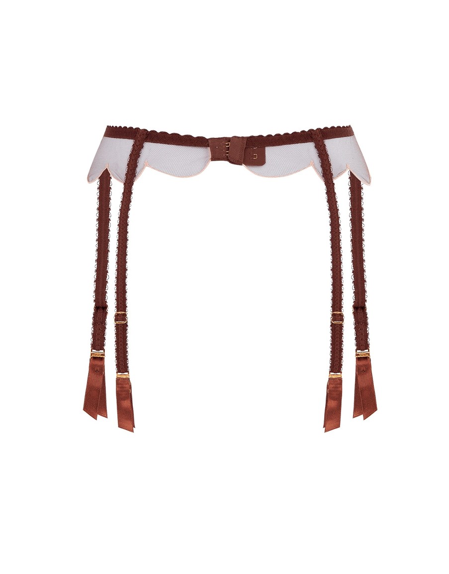 Коричневый пояс для чулок Lorna