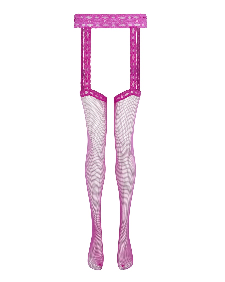 Розовые чулки-колготки в сетку Cyra