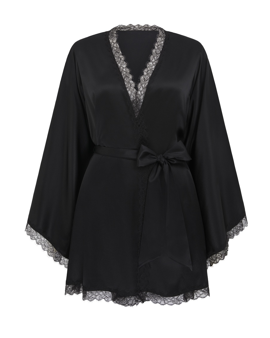 Черный халат-кимоно Gisele