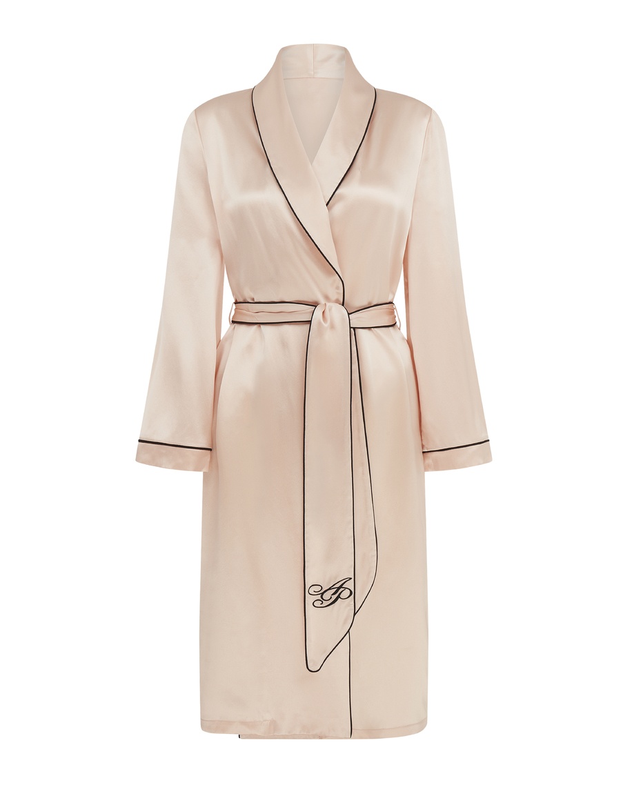 Розовый шелковый халат Classic