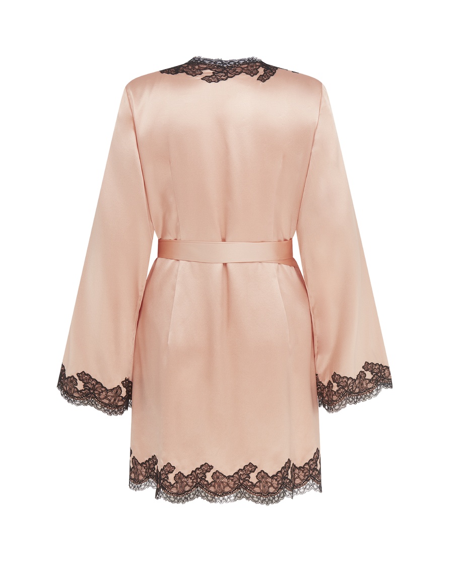 Розово-черный верх пижамы из шелка и кружева Amelea