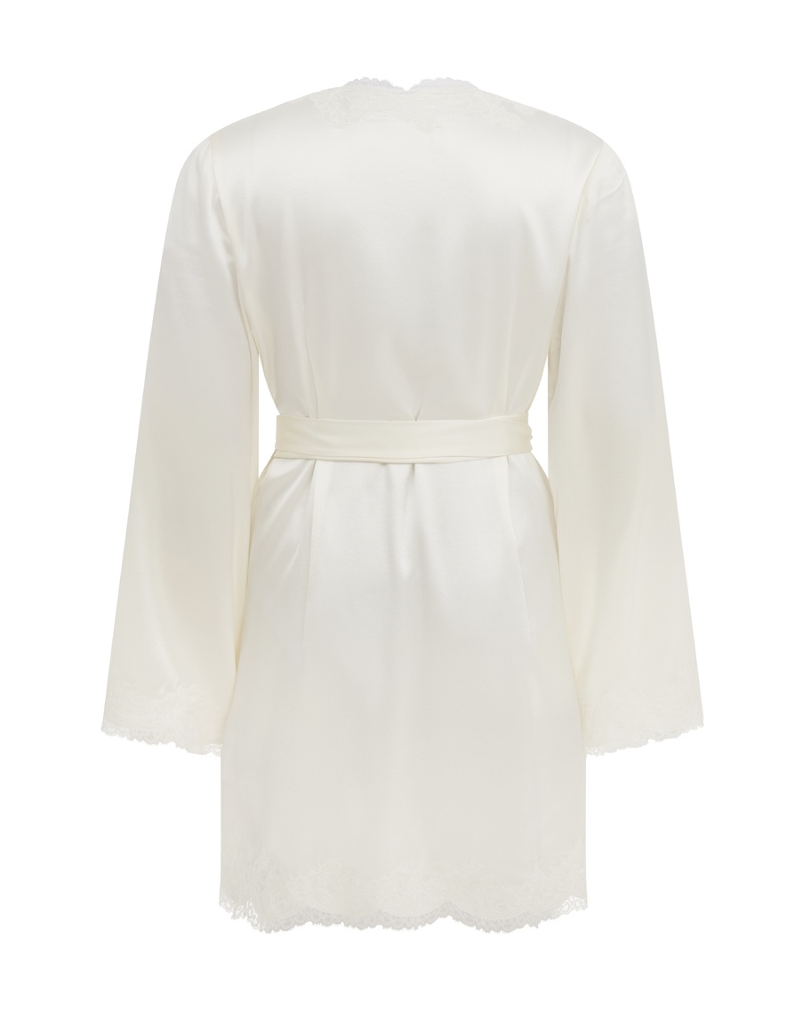 Белый топ пижамы из шелка с кружевом Amelea