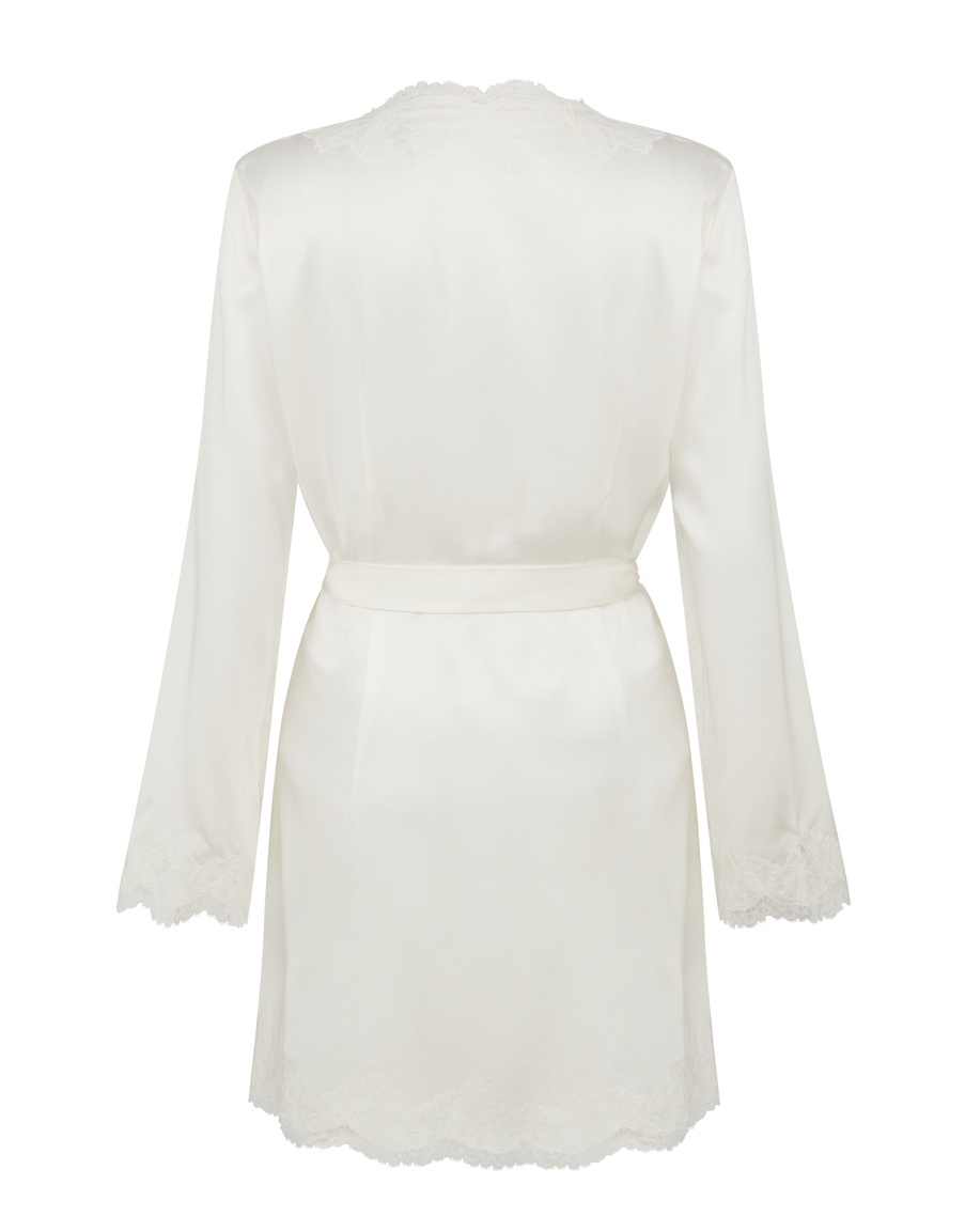 Белый топ пижамы из шелка с кружевом Amelea