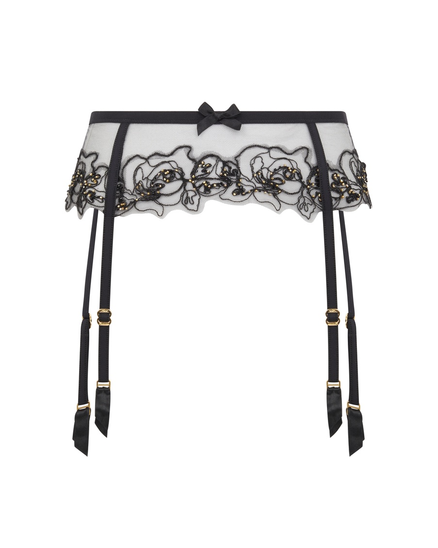 Черный прозрачный пояс для чулок Lindie