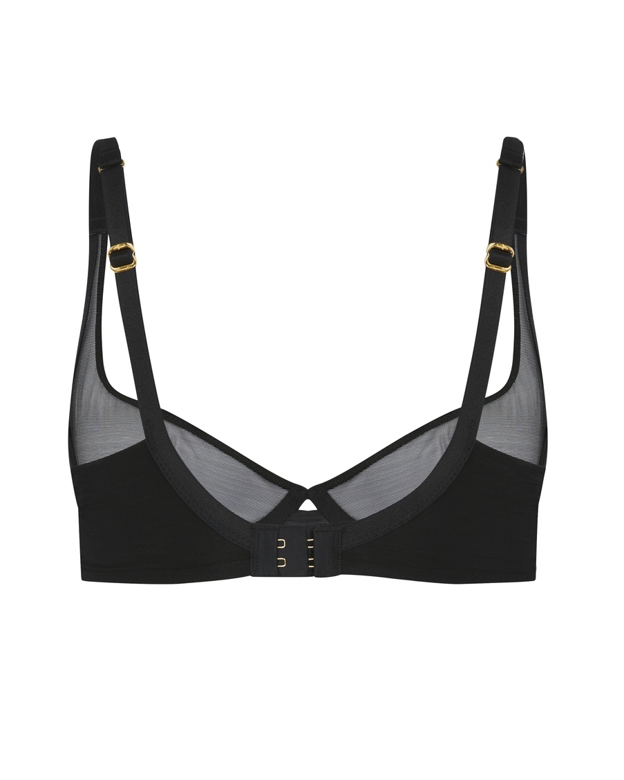 Черный прозрачный бюстгальтер с открытой чашкой Lucky
