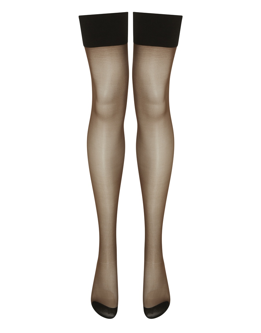 Орехово-черные чулки под пояс Amber