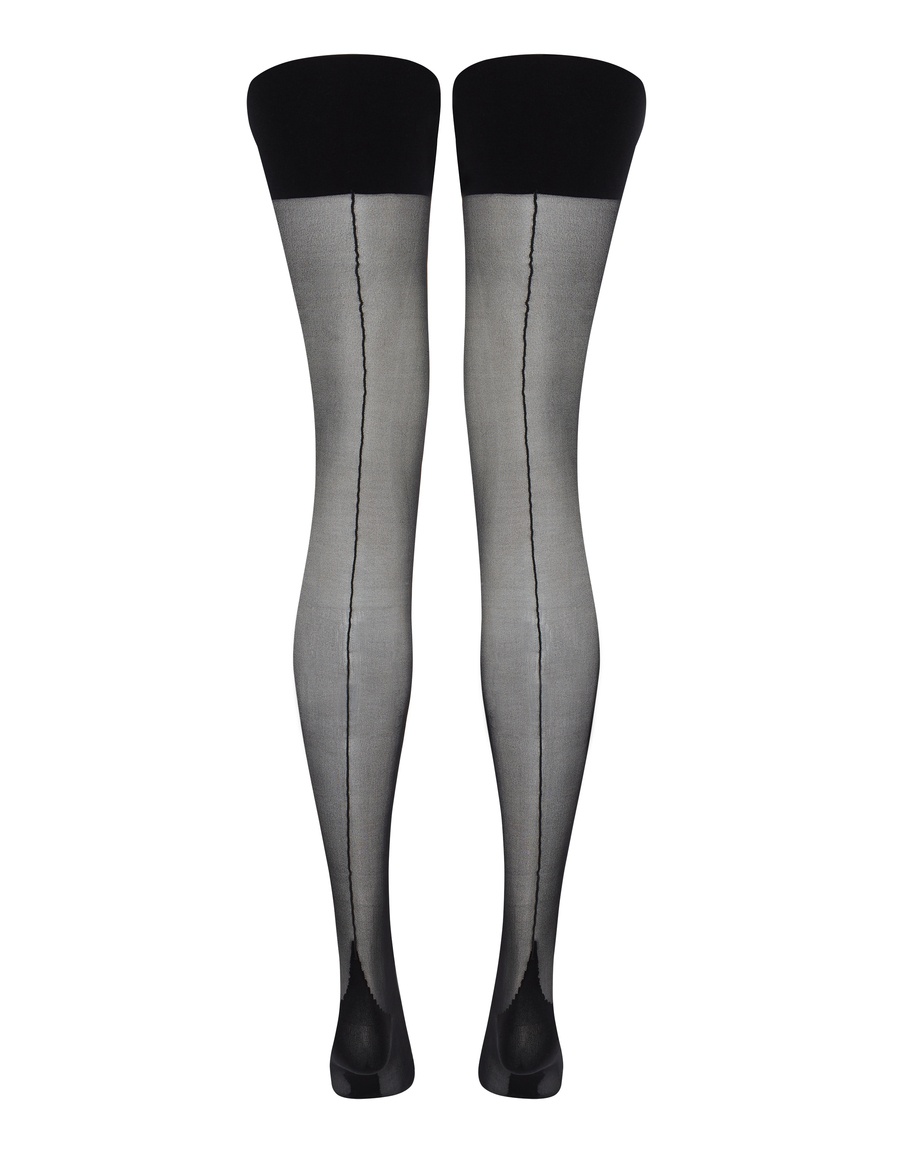 Черные чулки под пояс Amber