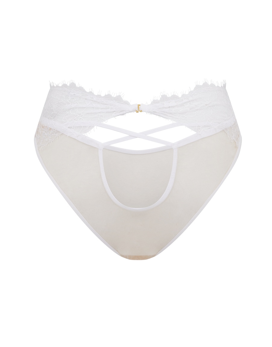 Белые кружевные прозрачные трусы с высокой посадкой Palma