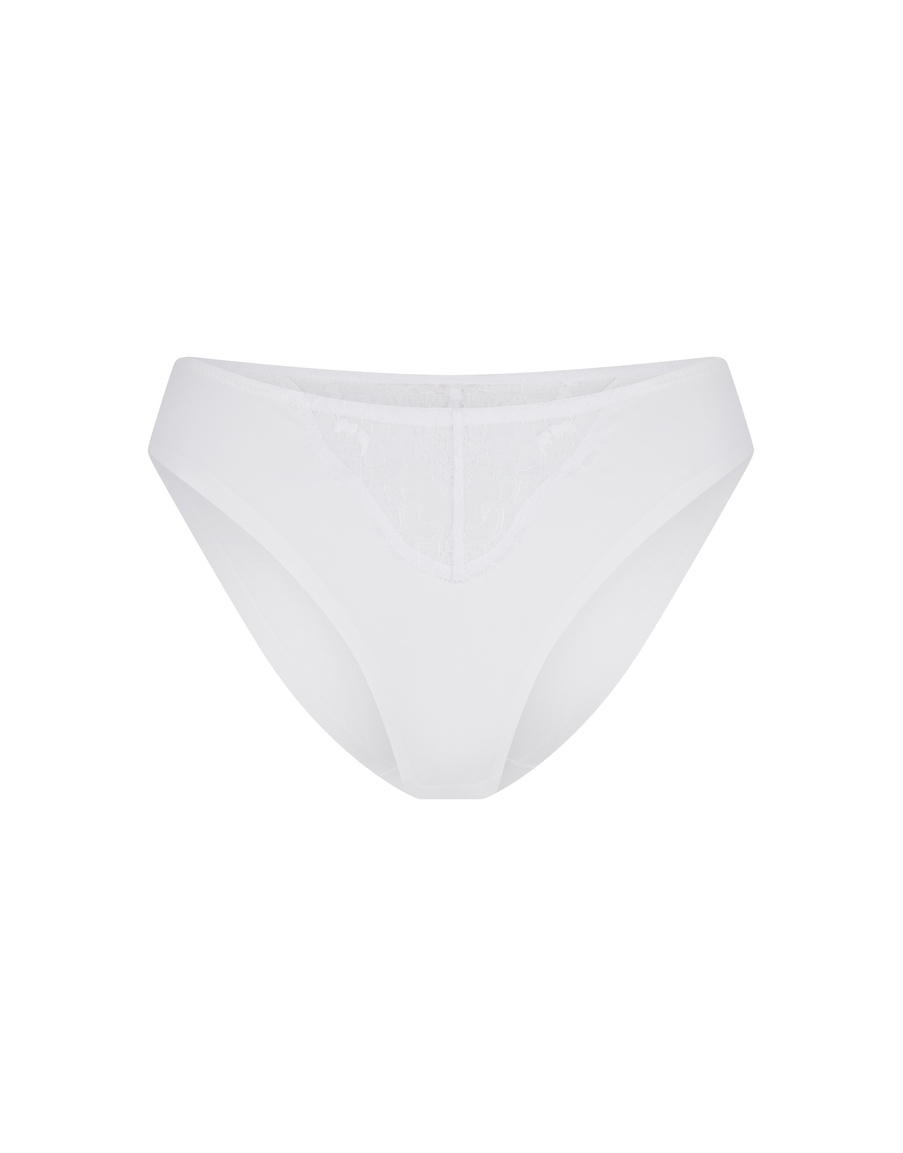 Белые классические трусы с отделкой кружевом Brigette