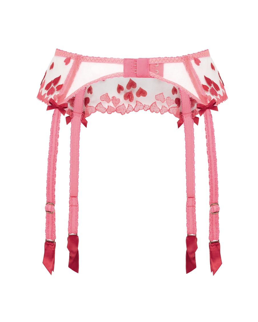 Розовый прозрачный пояс для чулок Cupid